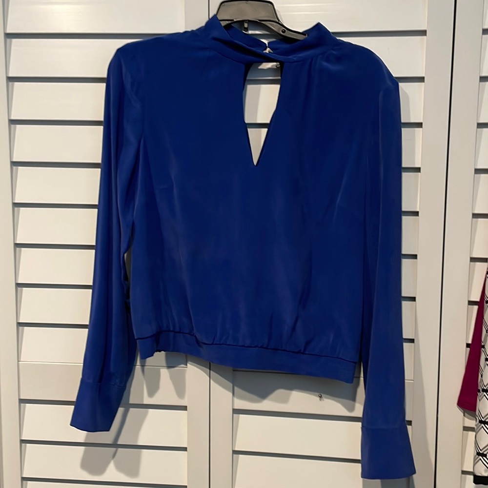 Blue cut out blouse